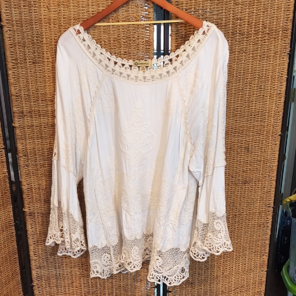 Democracy Cream Lace Detail Blouse XL